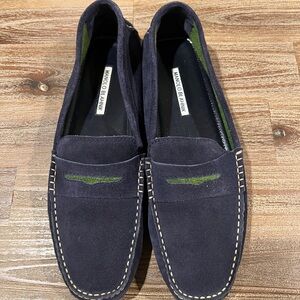 Manolo Blahnik Dark Blue Suede Loafers